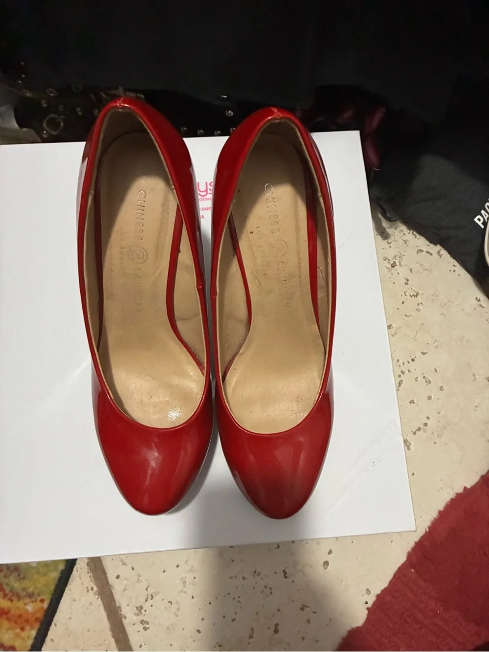 Chinese Laundry Red Patent Platform Stilettos